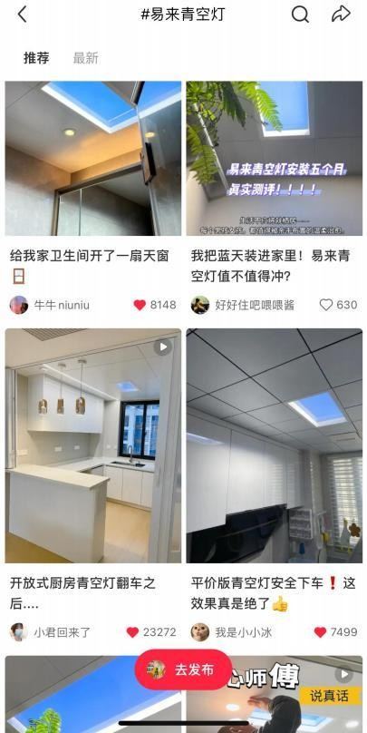 青空灯在不同室内空间中的小红书内容案例